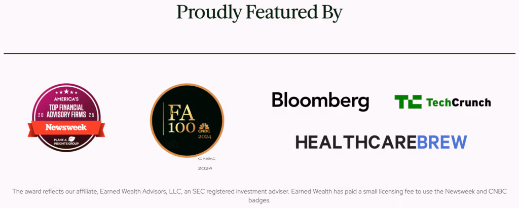 Social proof financial advisor - Recognition earned.com