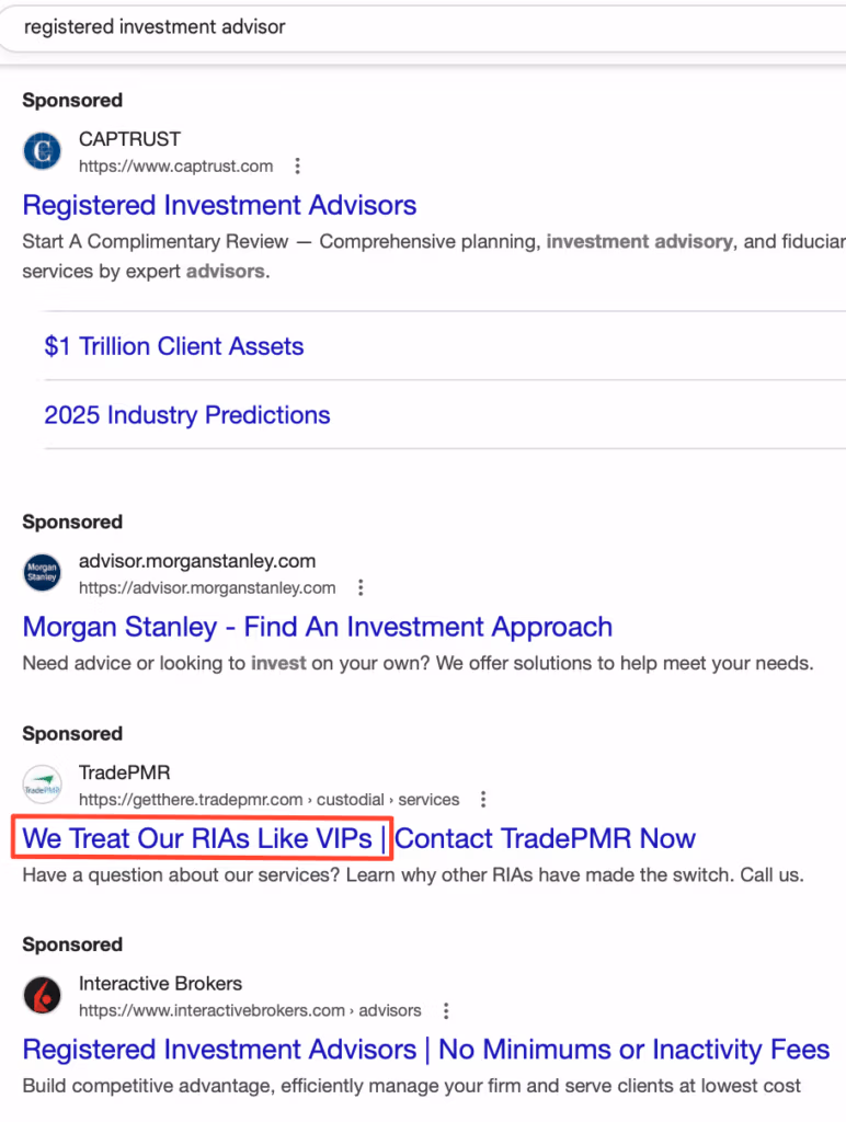 Registered Investment Advisors - Search Ad