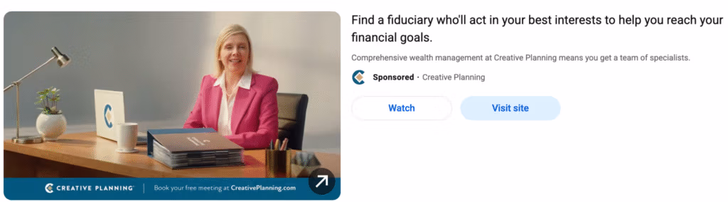 In-feed video ad financial advisor