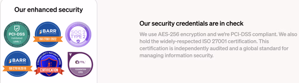 Moonpay Landing page Security Badges